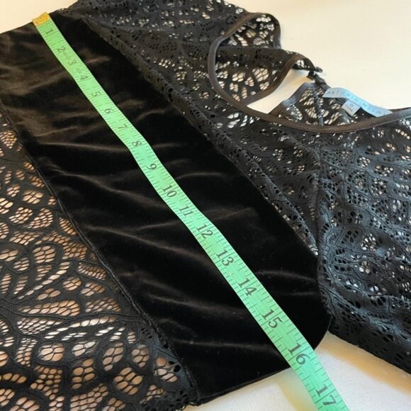 Antonio Melani Velvet Lace Sheer Panel Dress Womens 0 Black Goth Cocktail Y2K - Picture 10 of 12